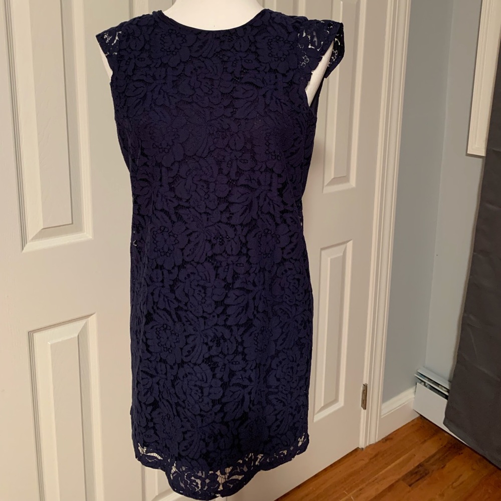 Girls Navy Lace Dress